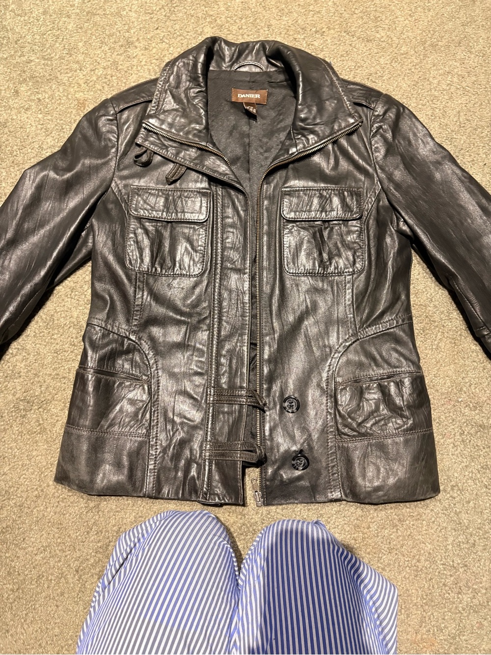 Danier Black Leather Jacket with Pockets
